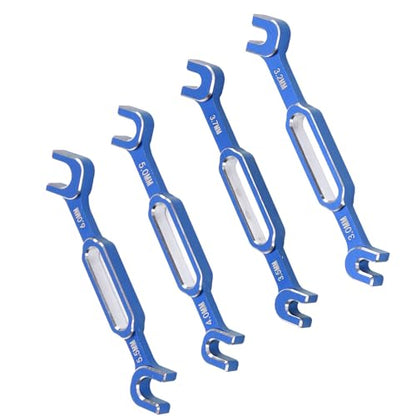 4PCS RC Turnbuckle Wrench, 3.0 3.2 3.5 3.7 4.0 5.0 5.5 6.0mm RC Wrench, Aluminum Alloy Turnbuckle Nut Ball Joint Remover, RC Universal Repair Tool (Blue) - color: Blue