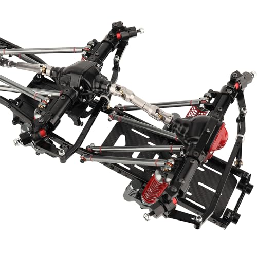 Metal Upgraded 6x6 RC Car Chassis Frame with 2 Front Steering Axles and Middle Axle Transmission 2 Battery Trays DIY for Axial SCX10 1/10 RC Crawler Car Parts (Without Wheels)