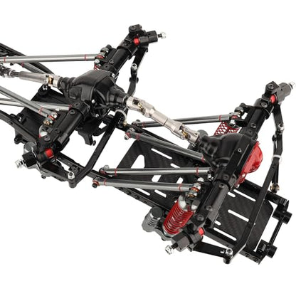 Metal Upgraded 6x6 RC Car Chassis Frame with 2 Front Steering Axles and Middle Axle Transmission 2 Battery Trays DIY for Axial SCX10 1/10 RC Crawler Car Parts (Without Wheels)