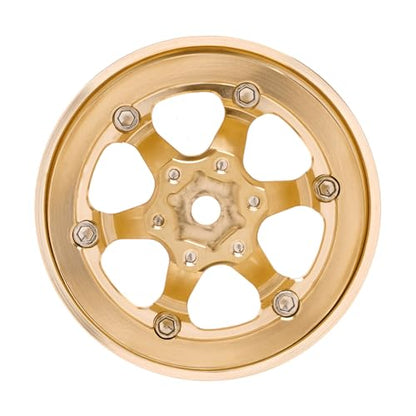INJORA 1.3" Brass -5.25mm Offset Beadlock Wheel for 1/24 1/18 RC Crawlers - color: Brass