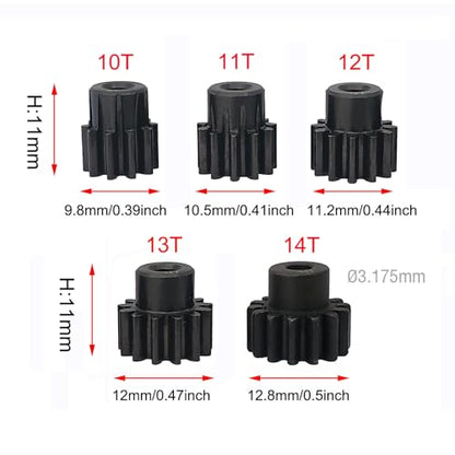 32P Pinion Gear 3.175mm Shaft 10T 11T 12T 13T 14T for RC Motor A | Steel Metal,Sturdy,With Hex Key - style: 10T 11T 12T 13T 14T