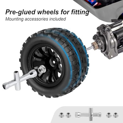 HobbyPark PreGlued Mounted 12mm Hex Hubs RC Truck Tires and Wheels 2.8 Tires with Foam Inserts for Traxxas Rustler Stampede Hoss 4x4 Redcat RC Monster Truck Set of 4 (128x67mm(HxW)) - size: 128x67mm(HxW)