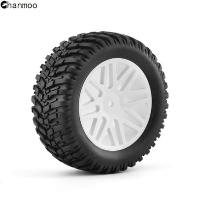 1/10 RC Off Road Tires And Wheels 12mm Hex Rubber Short Course Truck Tyres With Foam Insert For 1:10 Scale Buggy Car ARRMA Traxxas Wltoys 144001 Losi HSP 94107 94170 94155 94177 4PCS (White) - color: White