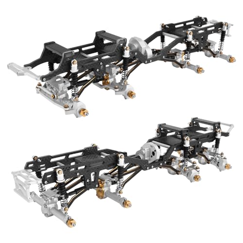 LCG 6x6 8×8 Carbon Fiber Chassis Frame with Metal Axles for 1/24 RC Crawler Car Axial SCX24 Refit Kit (8x8 Silver) - color: 8x8 Silver