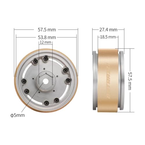 RC Crawlers Truck Upgrade Parts for 1/10 Scale &FMS FCX10: 1.9” Aluminum Beadlock 4-Slot Road Wheels with Brass Weights (2pcs) Black - color: Black
