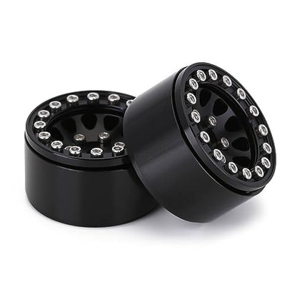 INJORA 1.0 Wheel Rims RC Metal Beadlock Wheels Rims for AX24 1/18 TRX4M All 1/24 Scale Axial SCX24 Deadbolt RC Crawler Car Upgrades Accessories(Black) - color: Black