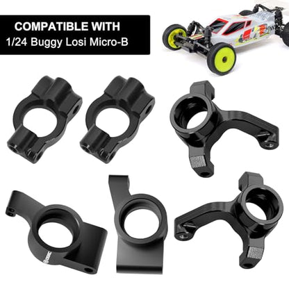 OGRC Aluminum Alloy Steering Knuckles, Caster Blocks C Hubs and Rear Hubs for 1/24 Losi Micro-B Buggy Upgrade Parts (Black) - color: Black