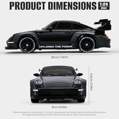 RC Drift Car,1:24 Scale Remote Control Car, 2.4GHz 20KM/H 4WD High Speed RC Cars for Kids with LED Light, Two Batteries,Drifting Tires,Racing Vehicle Toy for Adults Boys Girls Black - color: Black