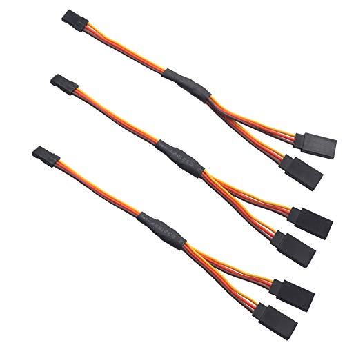 5PCS 150mm Servo Splitter Cable,1 Male to 2 Female JR Style Servo Y Harness Cables Extension Lead Wire for RC Cars Airplane Helicopter Drone