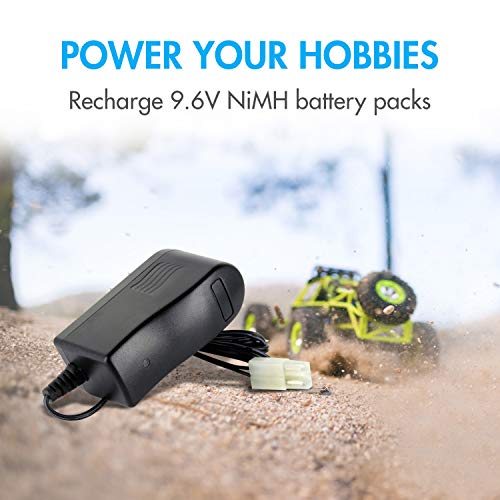 Tenergy RC Battery Charger for 9.6V (8S) NiMH/NiCd Battery Packs, 400mA AC Plug Charger w/Standard Tamiya Connector for RC Hobbies, Not Compatible with Spike the Dinosaur