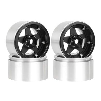 Aluminum 2.2" Beadlock Wheel Offset -10mm Metal Rims for SCX10 RR10 TRX4 VS4-10 Gen8 1/10 RC Crawler Car Upgrade Parts (5-Spoke, Black) - color: 5-spoke, Black