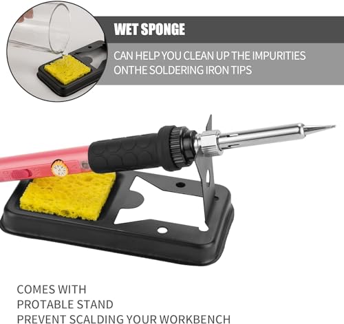 Soldering Iron Kit, 60W Soldering Iron with Ceramic Heater, 5-in-1 Adjustable Temperature Soldering Welding Iron Kit for any Hobby Enthusiast - color: 60w 5-in-1