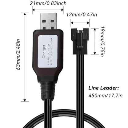 7.4V Lipo Battery Charger - SM-4P Cable RC Toy Remote Control Car Vehicle Rechargeable Li-ion Batteries Chargers USB for Bunch Bubble Gun Stunt Truck Boat 3 Pack