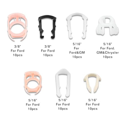 70 Pcs Fuel Line Retainer Clip Assortment Kits, Automotive Nylon Fuel Line Repair Kit Fuel Hose Retainer Clips Replacement 3/8" 5/16" Fuel Line Clamp with Storage Case, Universal