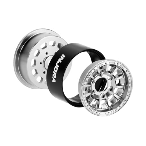 INJORA 1.0" Aluminum Beadlock Wheels 0mm Offset for 1/18 1/24 RC (Chrome) - color: Chrome