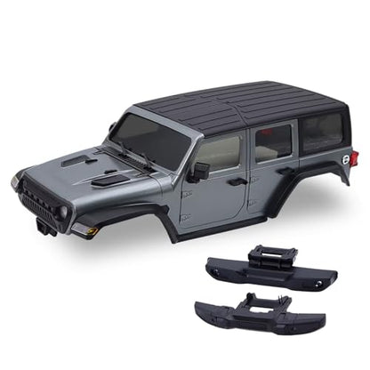 RC Car Upgrade Parts Compatible with TRX4M for Bronco for Defender for Wrangler 1/18 RC Crawler for Chassis ABS Hardtop Body Kit with Front Rear Bumpers(Gray) - size: Gray