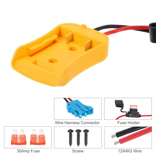 HARFINGTON Battery Adapter Converter for DIY Rc Car Truck Toys' 20V Battery, Battery Conversion Kit with 12AWG Wire, Wire Harness Connector, 7pcs, Yellow