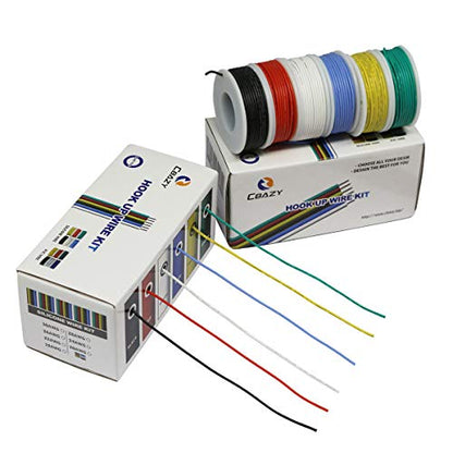 CBAZY™ Hook up Wire Kit (Stranded Wire Kit) 26 Gauge Flexible Silicone Rubber Electric Wire 6 Colors 32.8 feet Each 26 AWG - size: 26AWG