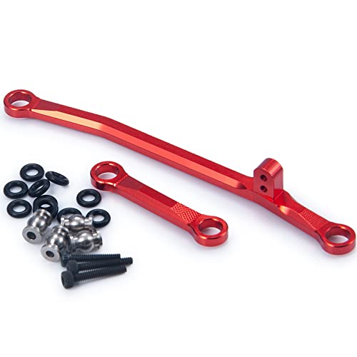 1/24th Aluminium Steering Rod Tie Links RC Upgrade Steering Linkage Set for Axial SCX24 AXI90081 Deadbolt AXI00001 AXI00002 AXI00005 AXI00006 Crawler Car (Red) - color: Red