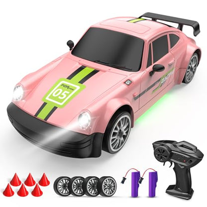 Remote Control Car 1:20 RC Drift Car 2.4GHz 4WD 20KM/H | RC Cars Vehicle with LED Lights Drifting Tire 2Pcs Rechargeable Batteries Toy Cars for Adults Boys Girls (pink) - color: Pink