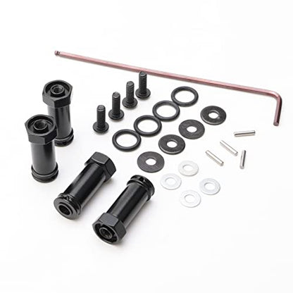 Pack of 4 Aluminum 12mm Wheel Hub Hex Adapters 30mm Extension Offset Upgrade Parts for Traxxas Slash 4x4 HQ 727 1/10 RC Short Course Truck, Black - color: Black