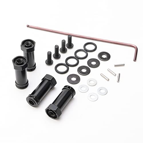 Pack of 4 Aluminum 12mm Wheel Hub Hex Adapters 30mm Extension Offset Upgrade Parts for Traxxas Slash 4x4 HQ 727 1/10 RC Short Course Truck, Black - color: Black