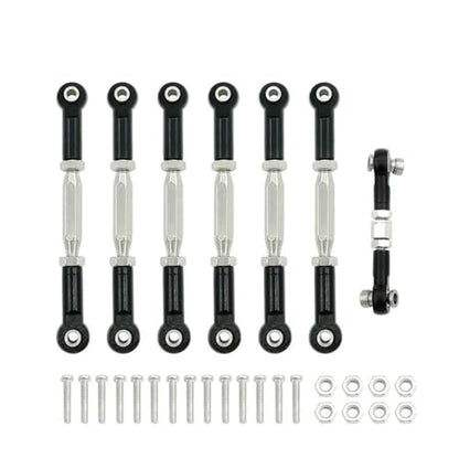 RC Car Rod Linkage Compatible with Traxxas for Slash 4X4/2WD 1/10 RC Car Upgrade Parts 1 Set 7 Pcs Metal Turnbuckle Camber Link End Adjustable Kit(Black) - color: Black