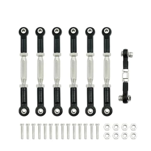 RC Links Linkage Compatible with for traxxas for Slash 4X4/2WD 1/10 RC Car Upgrade Parts 1 Set 7 Pcs Metal Turnbuckle Camber Link End Adjustable Kit(Black) - color: Black