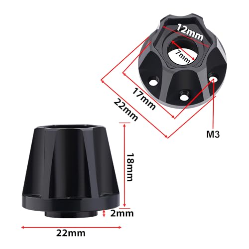 DJX 4pcs 12mm Hex Aluminum 1.9" or 2.2" Wheel Hub Extension Adapter for 1/10 RC Crawler Axial SCX10 TRX4 D90 (18mm Extension) - size: 18mm Extension Adapter