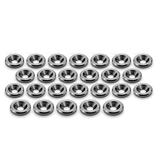 STETION 25 Pcs Fender Bumper Washer Bolt 6061 T6 Grade M6x20mm CNC Finishing Washer Engine Bay Dress Up Fastener Kit (Gre) - color: Grey