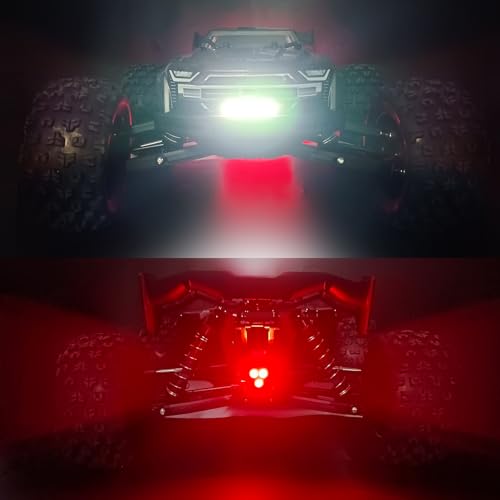 RC Car LED Lights Kit Front & Rear Light Lamp Taillight Headlight Set Compatible with Arrma Kraton EXB 1/8 RC Crawler Car Upgrade Parts Decoration LED Lights Accessories