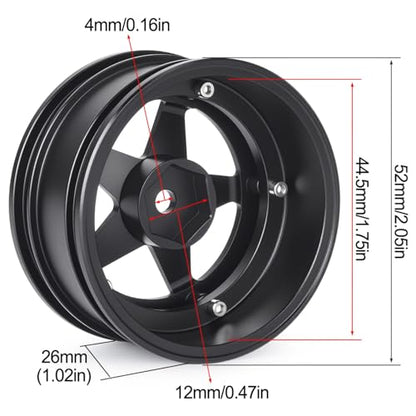 4pcs RC 1/10 Aluminum On Road Wheel Rims Hex 12mm Adjustable Offset for 1:10 RC On Road Drift Touring Street Car (Silver & Gold) - color: Silver & Gold