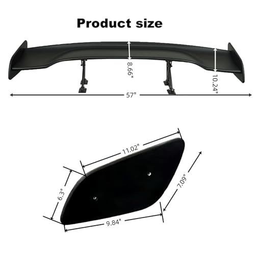 57 Inch Universal Rear Trunk Spoiler Wing Car Spoiler GT Wing Matt Black | ABS Racing Adjustable Rear Spoiler Wing Compatible with Sedan Coupe Hatchback Chevrolet Chevy Hyundai Camaro Lexus Dodge - color: Matt Black