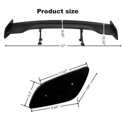 57 Inch Universal Rear Trunk Spoiler Wing Car Spoiler GT Wing Matt Black | ABS Racing Adjustable Rear Spoiler Wing Compatible with Sedan Coupe Hatchback Chevrolet Chevy Hyundai Camaro Lexus Dodge - color: Matt Black