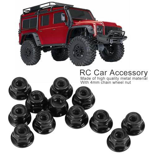 12 PCS RC Wheel Nuts, 4mm Nonslip Wheel Lock Nut, Compatible with SCX10 1/10 RC Model Car