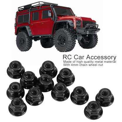 12 PCS RC Wheel Nuts, 4mm Nonslip Wheel Lock Nut, Compatible with SCX10 1/10 RC Model Car