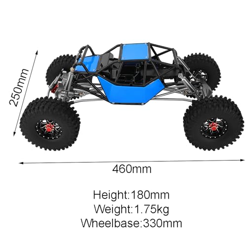 Metal DIY 330mm Wheelbase Rock Buggy Frame Chassis Crawler with VP Element Enduro Portal Axle Nylon Tube Roll Cage for 1/10 RC Crawler Axial SCX10 II Upgrades (Blue) - color: Blue