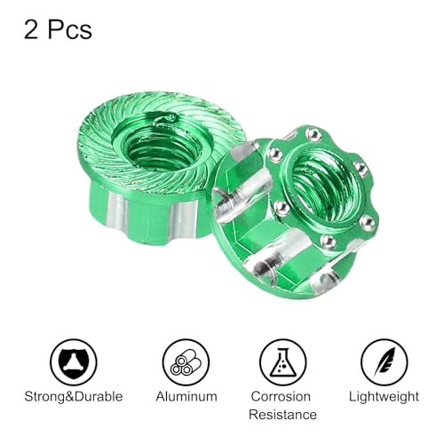 MECCANIXITY Hexagonal Nuts Aluminum M4 RC Wheel Carving Hex Nuts Dustproof Anti-Skid Mount Cap for 1/10 RC Model Car Trucks Off Road Car Upgraded Parts Pack of 2(Green) - color: Green