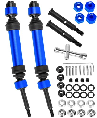 Rear Drive Shaft CVD & Front Axles Upgrades Part for 1/10 Slash 2WD/Slash VXL 2WD,Stainless Steel #45 Driveshaft with Hex,Navy Blue - color: Navy Blue - Parts