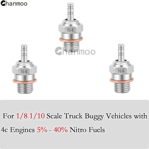 RC Glow Plugs No.4 N4#4 70117H Hot Spark Nitro Engine Parts Replace OS for 1/8 1/10 Scale RC Car Truck Buggy Traxxas Losi HPI Redcat HSP Himoto 3PCS - size: N4 3PCS