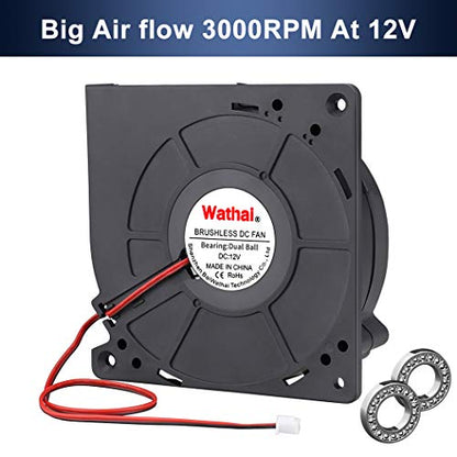 Wathai 120mm x 32mm Brushless Cooling Blower Fan 12V DC Centrifugal Fan | Dual Ball High CFM Replacement Fan for DIY Coolling or Inflatable - style: 120mm 12V 2Pin