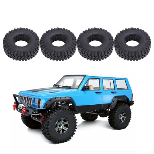 RC Crawler Car Rubber Tires Premium Quality Soft Tadpole Pattern 1.0in 55x19mm with Sponge Inner for Axial SCX24 FMS FCX24 AX24 1/24 1/18 Scale Off Road Climbing Replacement Parts