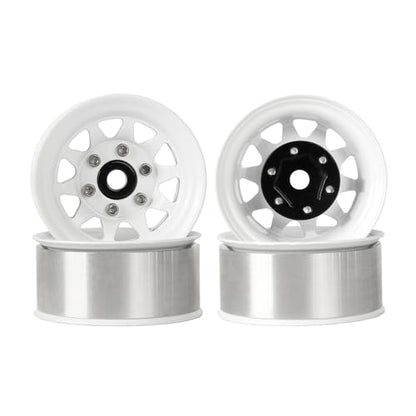 4PCS 1.55 Inch Aluminum Alloy Metal 10Holes Beadlock Wheel Rim Hubs Replacement Accessory for Tamiya AX90069 D90 TF2 CC01 CC02 1/10 RC Crawler Car Upgrade Parts(A-White) - color: A-white