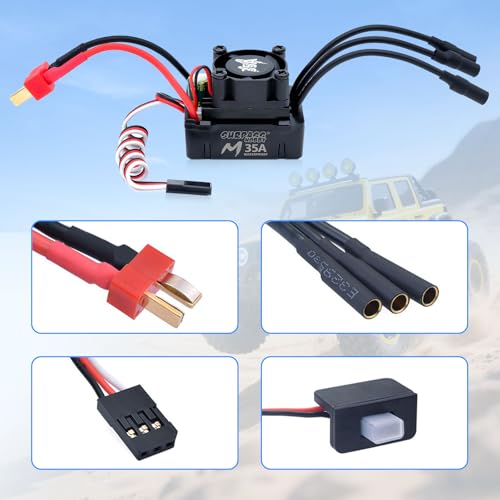 Surpass Hobby RC Brushless Motor ESC Combo Waterproof 2430 7200KV Brushless Motor and 35A ESC Combo Set for 1/16 1/18 Remote Control Cars Trucks Off-Road Vehicle - size: 7200kv, style: 2430 Motor+35A ESC