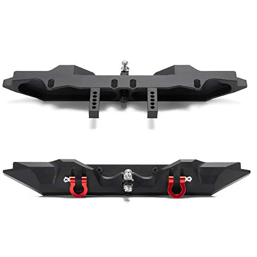 Aluminum Rear Bumper with Trailer Hitch 2pcs Red Shackles for TRX-4 T4 1/10th RC Crawler Car Upgrades Parts | 1/10th Crawler Car Upgrades Parts