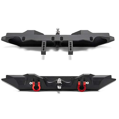 Aluminum Rear Bumper with Trailer Hitch 2pcs Red Shackles for TRX-4 T4 1/10th RC Crawler Car Upgrades Parts | 1/10th Crawler Car Upgrades Parts