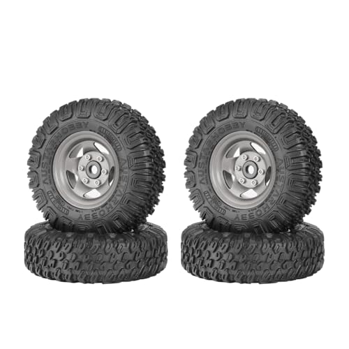 4PCS RC Car 1.55 Inch Tyres Aluminum Alloy Metal Beadlock Wheel Rim and Rubber Tires for 1/10 RC Crawler Car for Axial AX90069 D90 TF2 Tamiya CC01 LC70 MST JIMNY(85mm-5Spoke Gray) - color: 85mm-5Spoke Gray