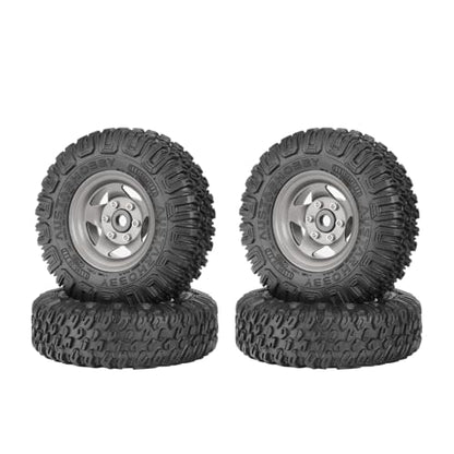 4PCS RC Car 1.55 Inch Tyres Aluminum Alloy Metal Beadlock Wheel Rim and Rubber Tires for 1/10 RC Crawler Car for Axial AX90069 D90 TF2 Tamiya CC01 LC70 MST JIMNY(85mm-5Spoke Gray) - color: 85mm-5Spoke Gray