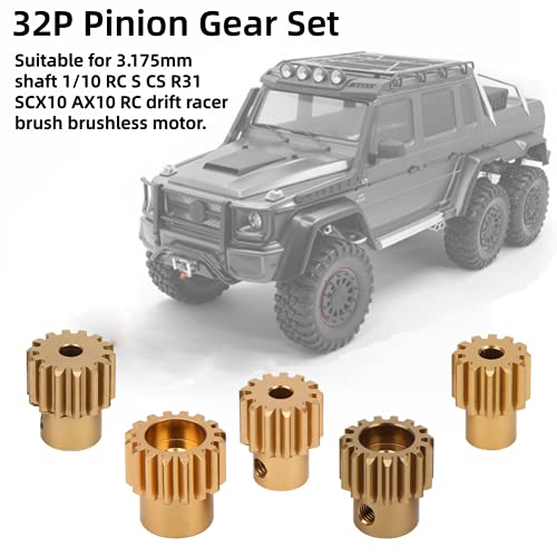 32P Pinion Gear Set, 12T/ 13T/ 14T/ 15T/ 16T RC Car Motor Gears Kit Suitable for 3.175mm Shaft 1/10 RC S CS R31 SCX10 AX10 RC Drift Racer Brush Brushless Motor