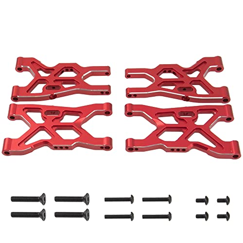 Metal Front & Rear Suspension Arms Set Upgrades Parts Compatible with Arrma 1/8 Infraction 4X4 MEGA/Vendetta 4X4 3S BLX RC Car (Red) - color: Red